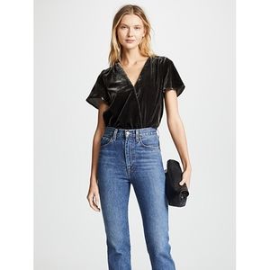 SPLENDID Velvet Surplice Short Sleeve Wrap Top